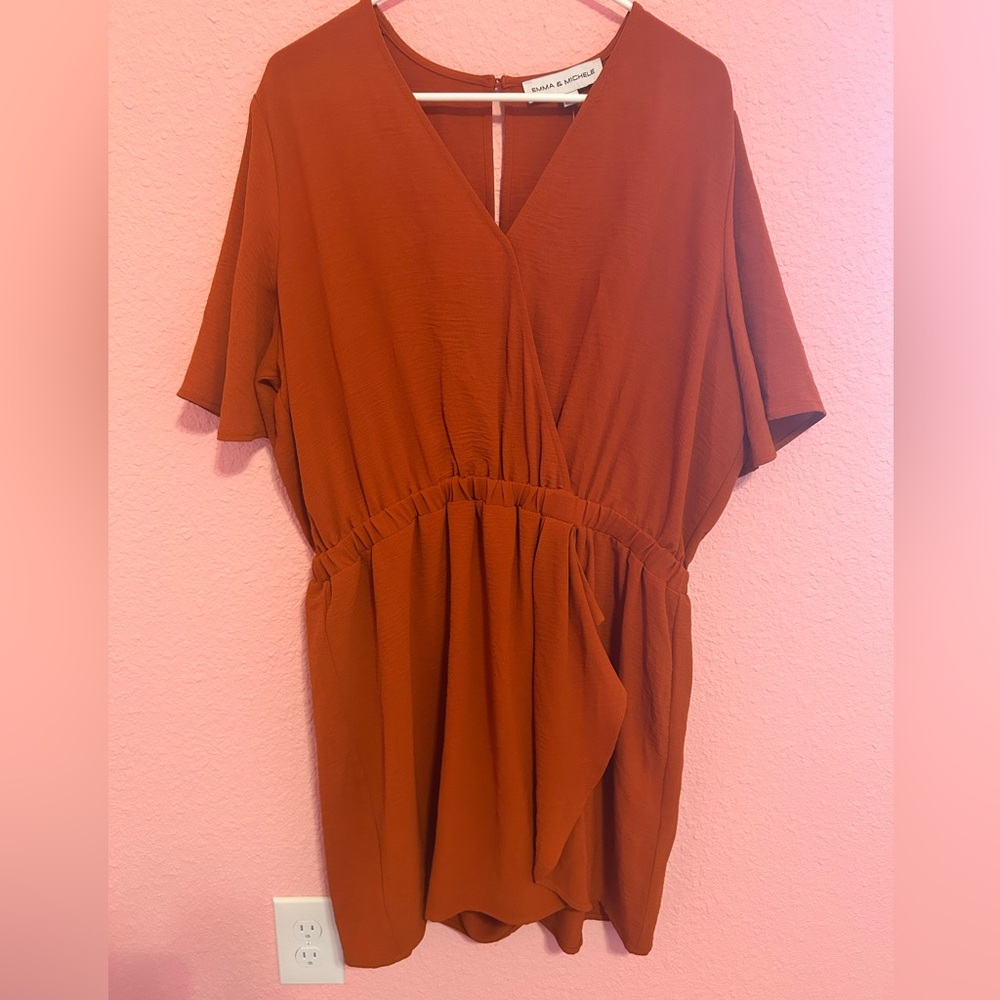Emma & Michele Terracotta Wrap Romper
